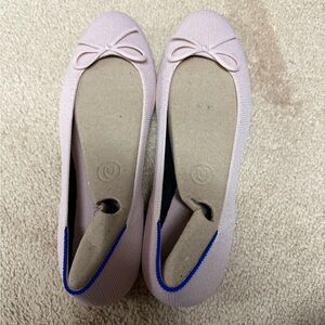 Rothy's Light Pink Flats with Blue Accent